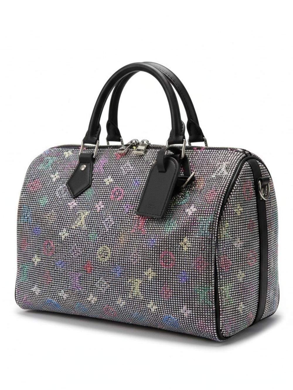 Black Multicolor Crystal Speedy30 Handbag